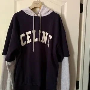 パーカー・フーディ CELINE blazon sweatshirt in cotton with hood CELINE LOOSE HOODIE IN COTTON FLEECE - BLACK / WHITE | CELINE